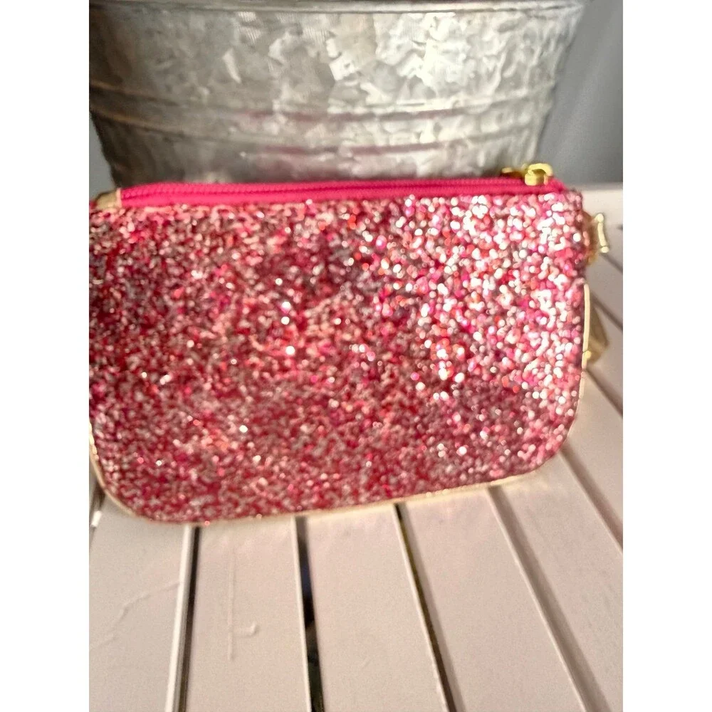 VINTAGE LILY PULITZER CLUTCH Pink Sparkle with Hand Strap EUC